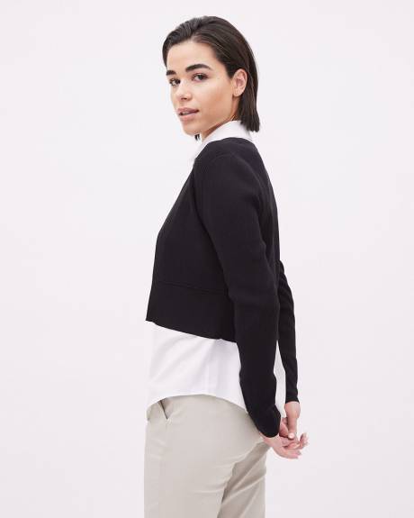 Long-Sleeve Crew-Neck Ribbed Crop Bolero