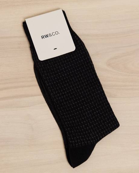 Black Dress Socks with Geometric Pattern