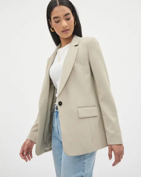 Loose One-Button Crepe Blazer