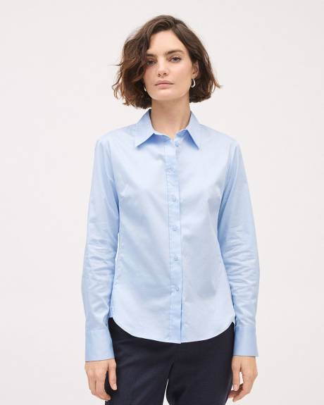 Long-Sleeve Buttoned-Down Poplin Blouse