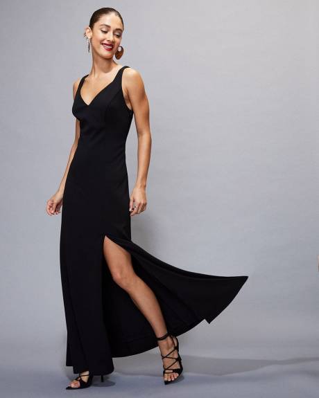 Robe de Soirée Maxi Sans Manches à Col V