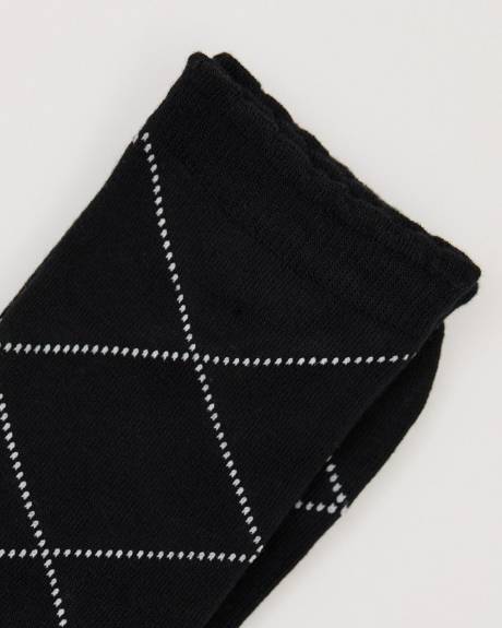 Bamboo Crew Socks with Argyle Pattern