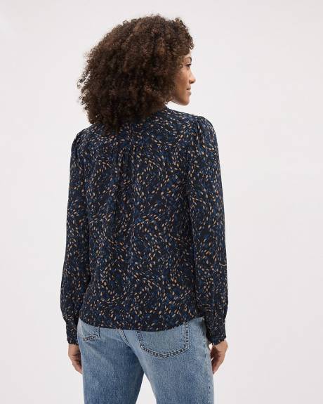 Blouse Boutonnée en Crêpe Soyeuse à Manches Longues