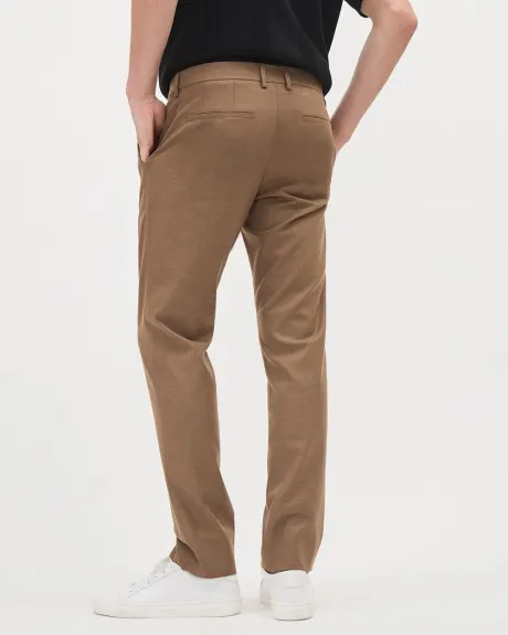 Pantalon de Ville Uni à Coupe Étroite en Sergé Brossé