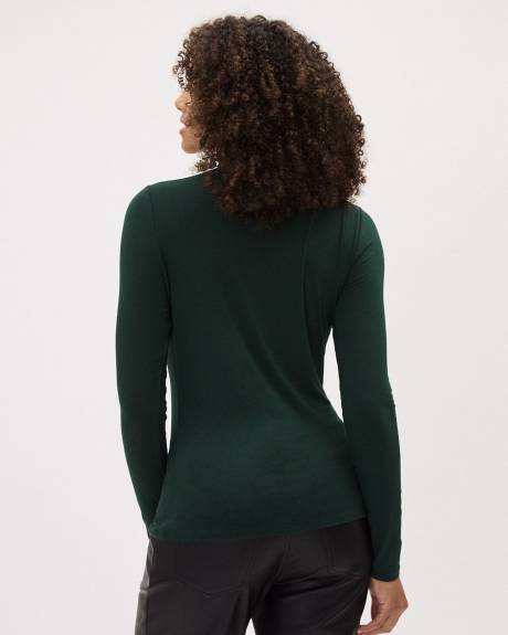 Fitted Long-Sleeve Mock-Neck Tee