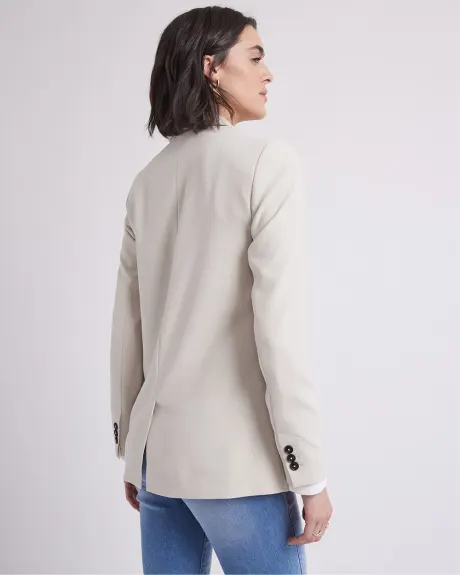 One-Button Long Crepe Blazer