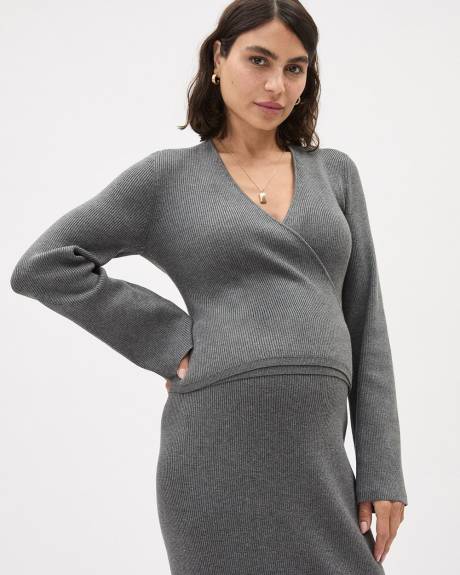 Long-Sleeve Wrap Nursing Sweatshirt - Thyme Maternity