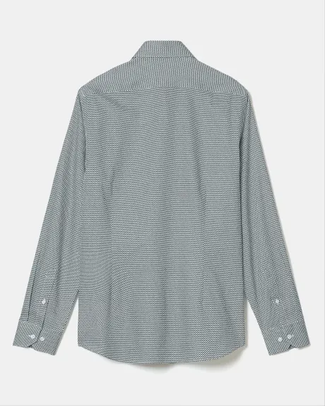 Textured Slim-Fit Dress Shirt with Geometric Pattern