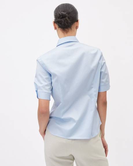 Short-Sleeve Buttoned-Down Poplin Blouse