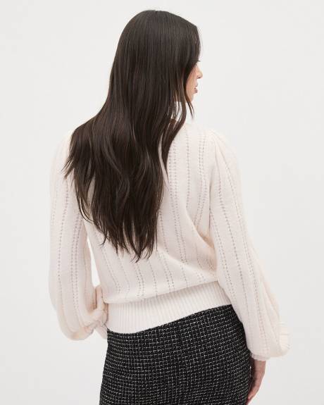 Long-Sleeve Boat-Neck Pointelle Pullover