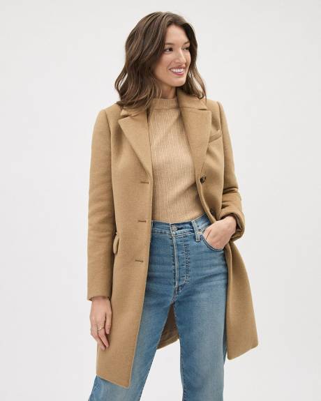 Classic Three-Button Closure Wool Coat