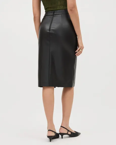 Faux Leather Pencil Midi Skirt