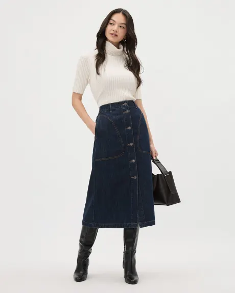 Denim High-Rise A-Line Skirt