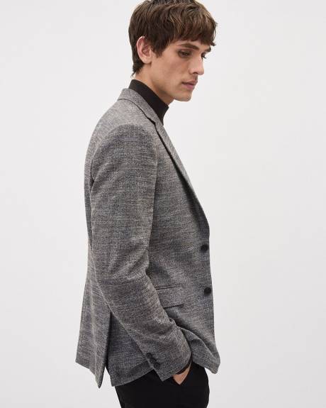 Grey Slim-Fit Textured Blazer