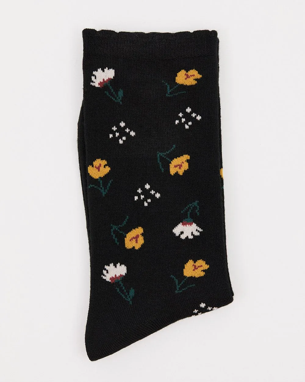 Bamboo Crew Socks with Floral Pattern