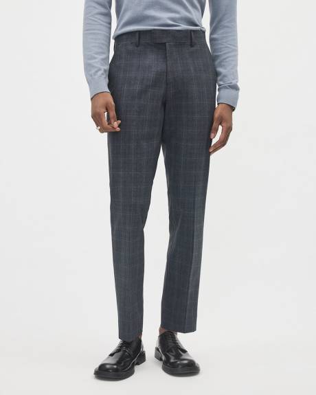 Slim-Fit Checkered Denim-Like Suit Pant