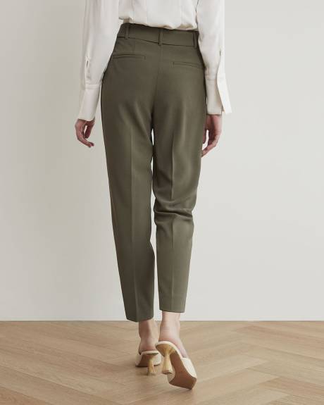 High-Rise Tapered Ankle Leg Crepe Pant With Belt