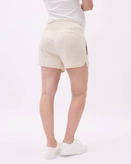 Short en Mélange de Lin à Taille Élastique - Thyme Maternité