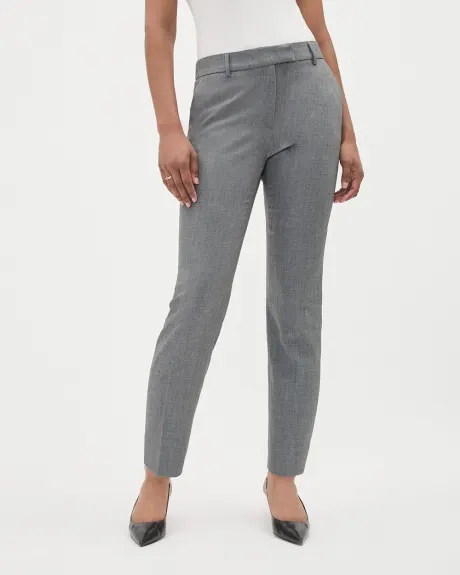 Pantalon Gris à Jambe Droite et Taille Mi-Haute