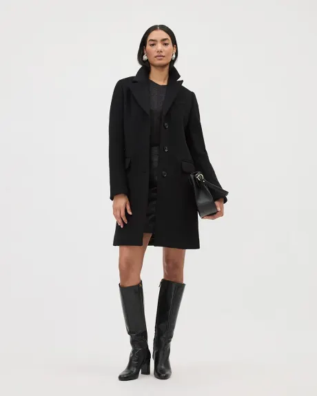 Classic Three-Button Closure Wool Coat