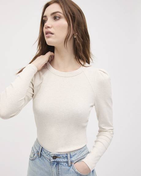 Long-Sleeve Crew-Neck Ribbed Top