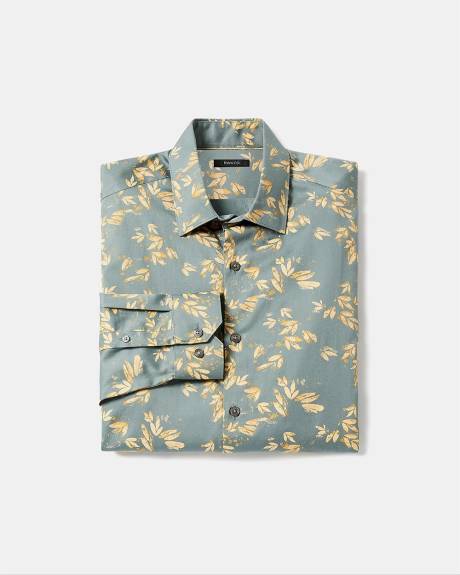 Slim-Fit Dress Shirt with Floral Pattern