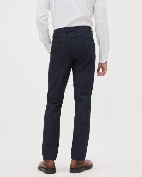 Navy Checkered Slim-Fit City Pant