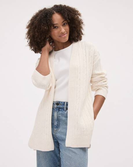 Cardigan Ouvert en Tricot Spongieux à Manches Longues