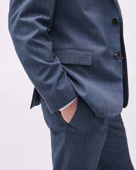 Slim-Fit Blue Checkered Suit Blazer