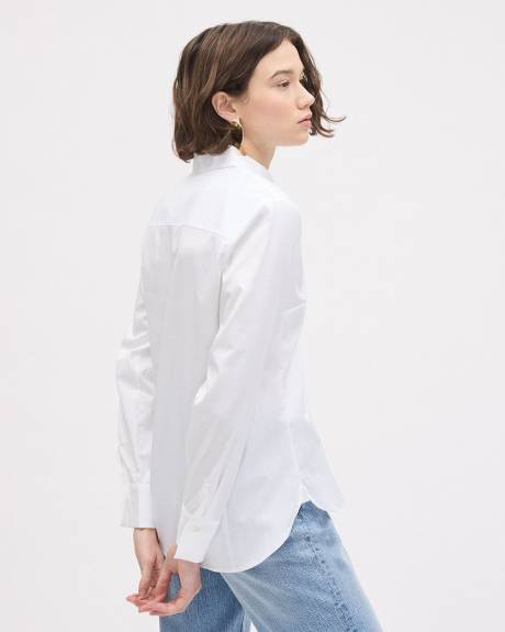 Blouse Boutonnée en Popeline à Manches Longues