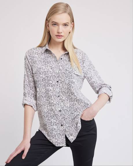 Blouse Boutonnée à Manches Longues avec Poches Utilitaires