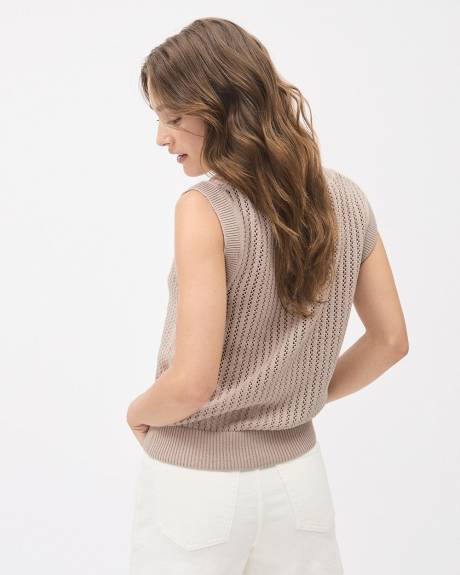 Relaxed-Fit Sweater Vest with Fancy Stitches