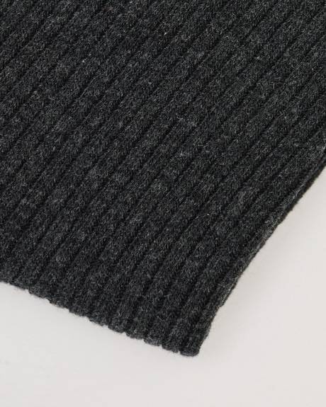 Dark Ribbed Crew Socks with Rolled Cuffs