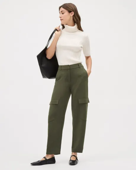 Pantalon Cargo Fluide à Taille Mi-Haute et Jambe Fuselée