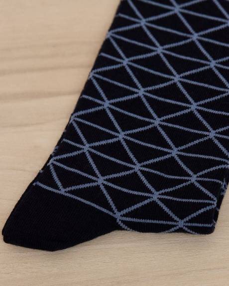 Blue Socks with Geometric Pattern