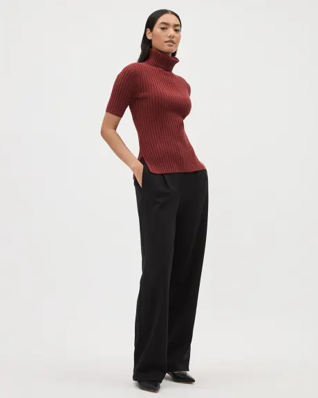 Ultra-Soft Elbow-Sleeve Turtleneck Sweater