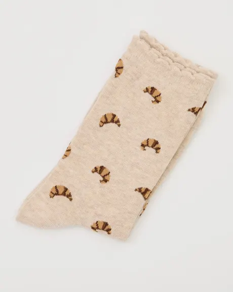 Cotton Socks with Croissants