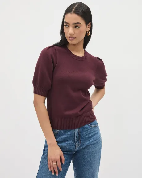 Ultra-Soft Elbow-Sleeve Crew-Neck Sweater