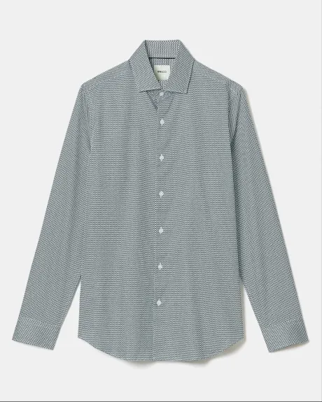 Textured Slim-Fit Dress Shirt with Geometric Pattern