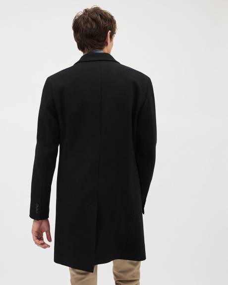 Manteau Classique en Laine Noire avec Col Tailleur