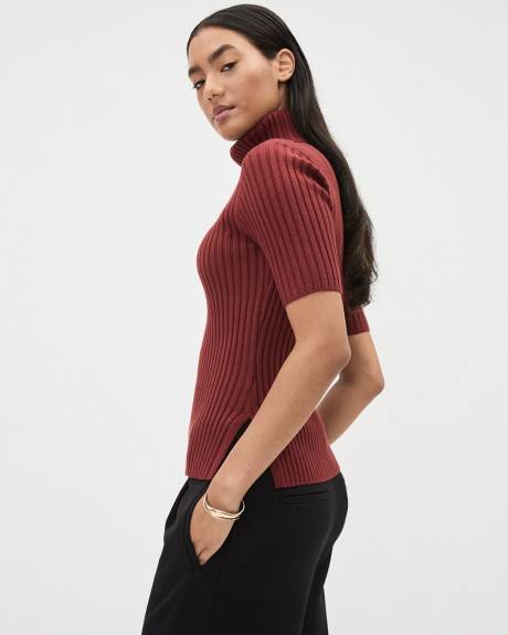 Ultra-Soft Elbow-Sleeve Turtleneck Sweater