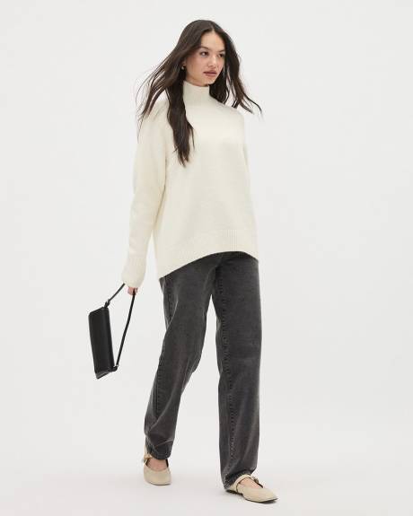 Long-Sleeve Funnel-Neck Spongy Tunic