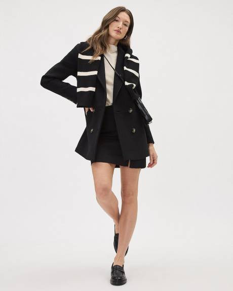 Manteau Caban en Laine Noire à Boutonnage Double