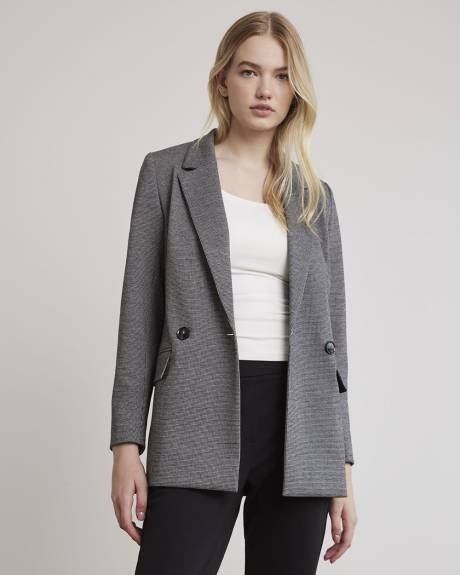 Long Double-Breasted Oversized Tweed Blazer