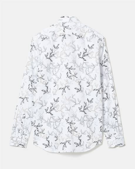 Tailored-Fit Dress Shirt with Foliage Print