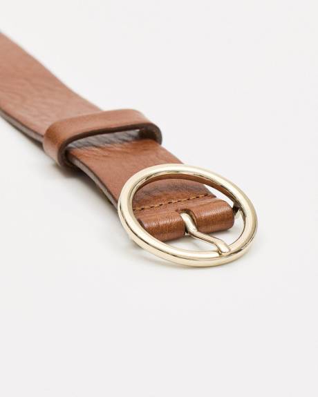 Ceinture en Cuir avec Boucle Ronde