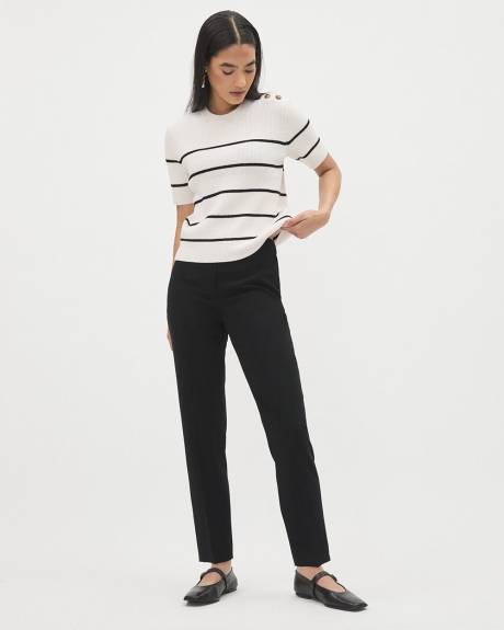 Black Mid-Rise Tapered-Leg Crepe Pant