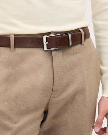 Textured Brown Leather Belt