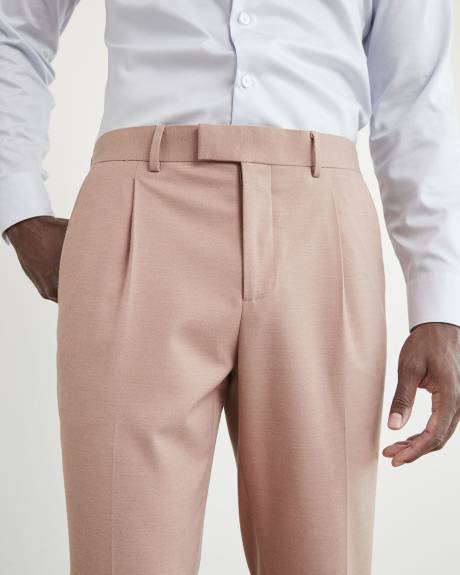 Pantalon de Complet Rose à Jambe Fuselée Plissée