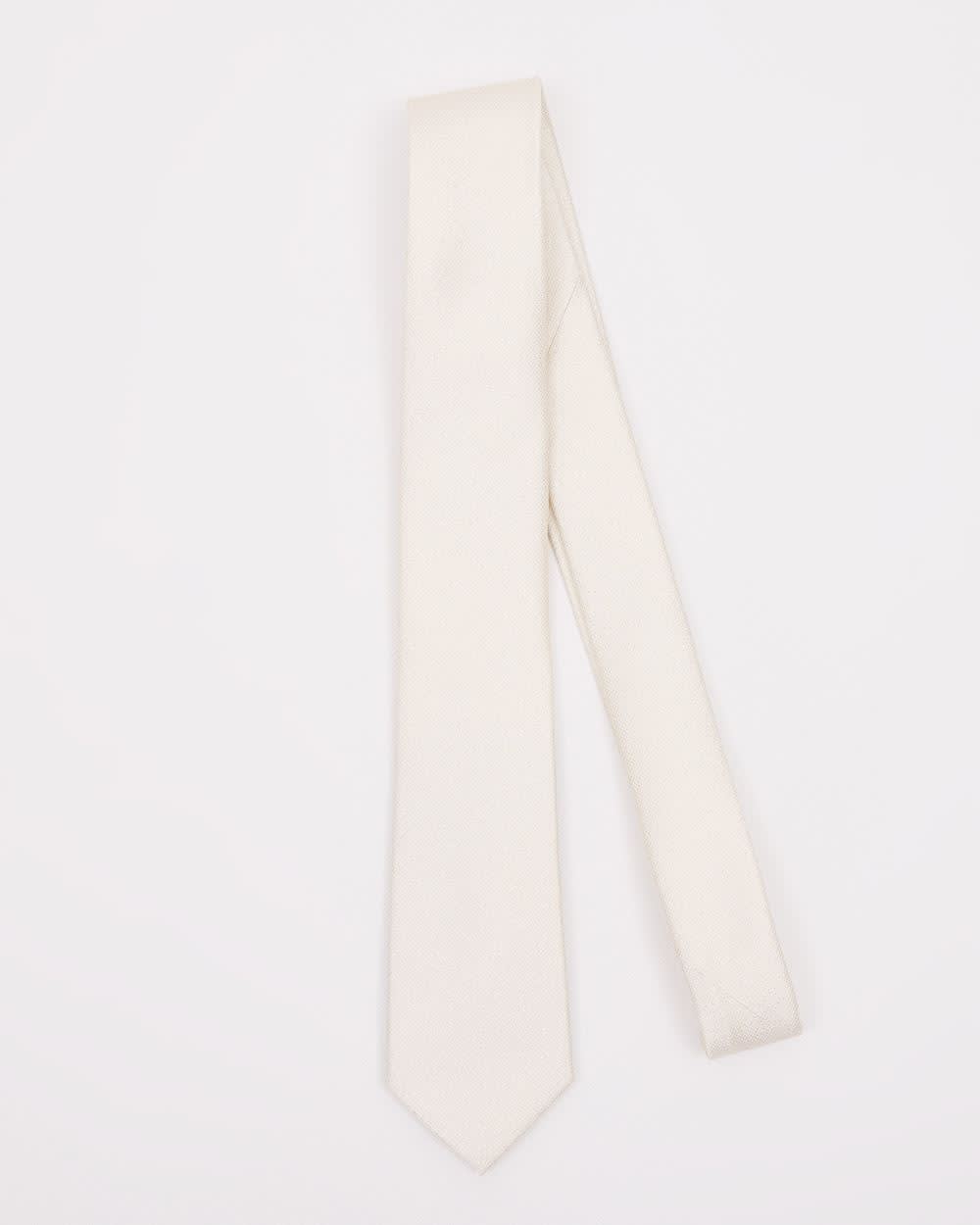 Skinny White Tie with Metallic Fibres